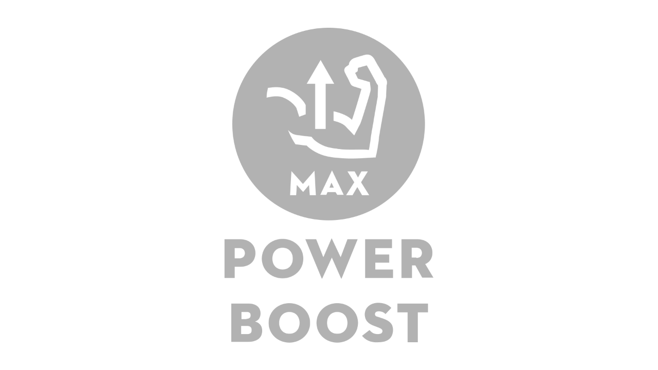 Икона со надлактица под агол и стрелка насочена нагоре, со натпис „Max“ и „Power Boost“ 